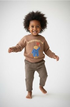 Штани в клітинку з регульованим поясом - темно коричневий