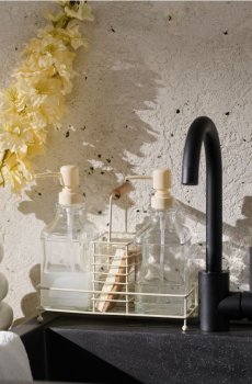 Дозатори для мила та засобу для посуду зі стійкою - кремовий