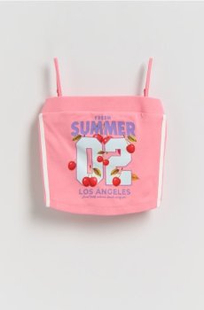 Reserved - Бавовняний топ на бретельках - рожевий - 158HU-30X