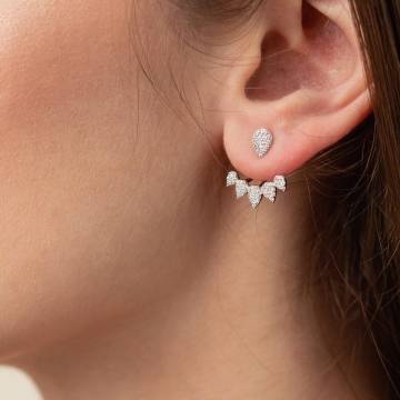 Серебряные серьги - джекеты с фианитами 902-01125 Серебряные серьги - джекеты с фианитами 902-01125