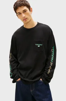 Мужской черный лонгслив RLX LA Черный M Tommy Jeans DM0DM22540