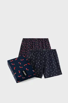 Мужские темно-синие трусы с узором (2 шт) Синий M Atlantic 2GMB-010