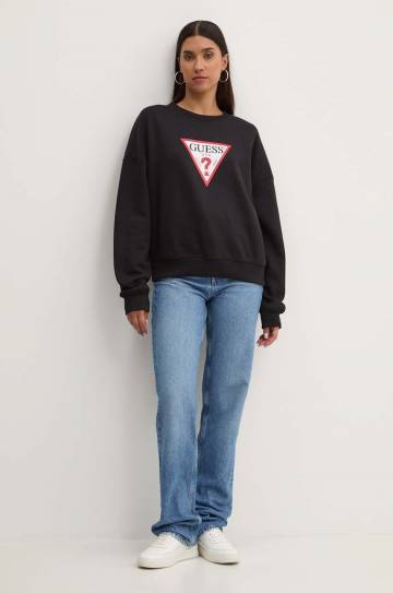 Кофта Guess Jeans женская цвет чёрный с принтом W4YQ00 KC811 Кофта Guess Jeans женская цвет чёрный с принтом W4YQ00 KC811