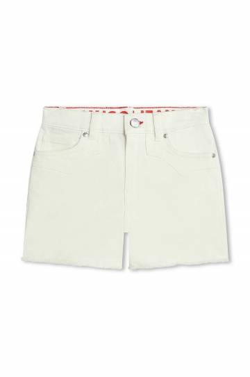 Детские джинсовые шорты HUGO цвет бежевый однотонные