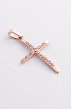 Крестик в красном золоте (фианиты) п04022