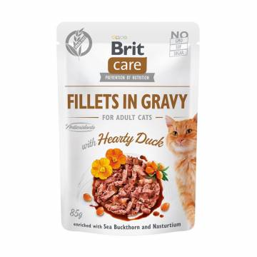 Влажный корм для взрослых кошек Brit Care Fillets In Gravy For Adult Cat Hearty Duck с филе утки в соусе, 85 г Влажный корм для взрослых кошек Brit Care Fillets In Gravy For Adult Cat Hearty Duck с филе утки в соусе, 85 г