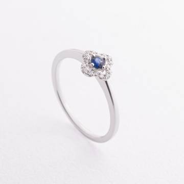 Золотое кольцо "Клевер" с бриллиантами и сапфиром кб0629ca Золотое кольцо "Клевер" с бриллиантами и сапфиром кб0629ca