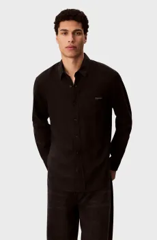 Мужская черная льняная рубашка CASUAL Черный XL Calvin Klein Jeans LV04RF121G