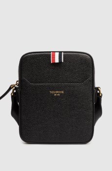 Черная кожаная сумка с логотипом