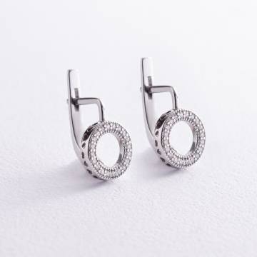 Серебряные серьги "Кружочки с сердечками" (фианиты) 40008 Серебряные серьги "Кружочки с сердечками" (фианиты) 40008
