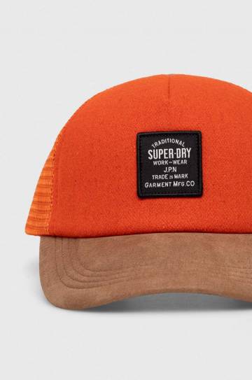 Кепка Superdry цвет оранжевый с аппликацией Кепка Superdry цвет оранжевый с аппликацией