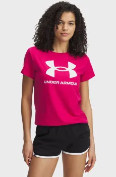 Женская малиновая футболка UA Logo SS Малиновый S Under Armour 1356305-681