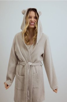 Reserved - LADIES` DRESSING GOWN - бежевий - 933HQ-80X