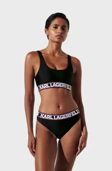 Женские черные трусики от купальника ELONGATED LOGO Черный S Karl Lagerfeld 240W2222