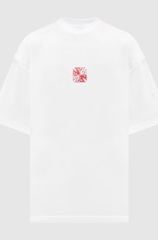 Белая футболка BIKER CROSS с принтом логотипа