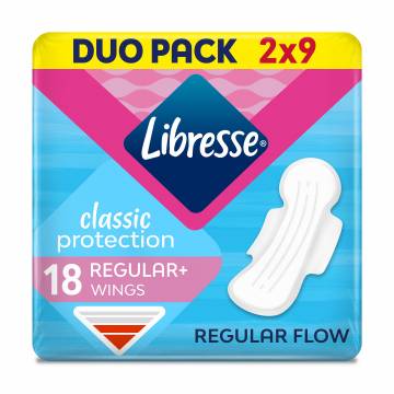 Гигиенические прокладки Libresse Classic Protection Regular+ с крылышками, 18 шт Гигиенические прокладки Libresse Classic Protection Regular+ с крылышками, 18 шт
