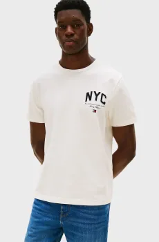 Мужская белая футболка SCRIPT NYC Белый XXL Tommy Hilfiger MW0MW40427