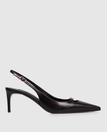 Черные кожаные слингбеки с логотипом