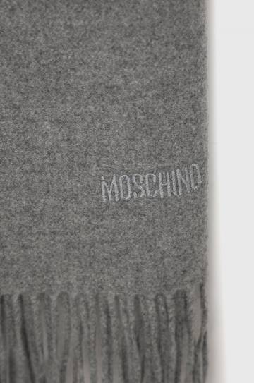 Шерстяной шарф Moschino цвет серый однотонный M5165 50092 Шерстяной шарф Moschino цвет серый однотонный M5165 50092