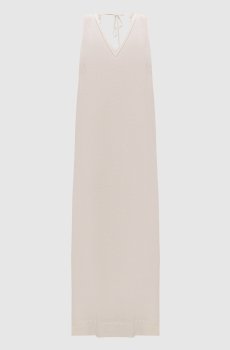 Бежевое платье из льна с цепочкой мониль