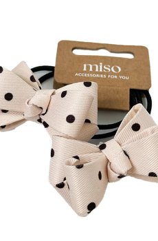 Бантик для волос Miso Текстиль, на резинке, светло-бежевый в горошек, 8*3. 5 см, 2 шт (BAN45)
