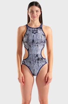 Женский синий купальник с узором ONE LACQUER ONE PIECE Синий 34 Arena 010267-157