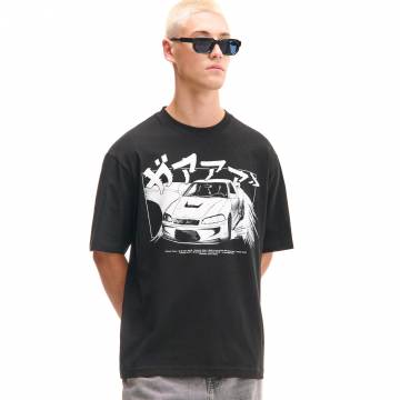 Cropp - Чорна футболка з принтом - чорний Cropp - Чорна футболка з принтом - чорний