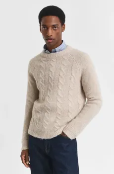 Мужской бежевый шерстяной свитер CABLE C-NECK Бежевый XL Gant 8050270