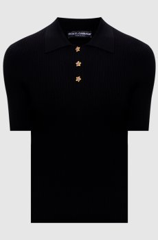 Черное поло в рубчик