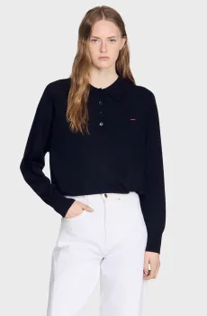Женское черное шерстяное поло Черный XS Sandro SFPPU02880_Black