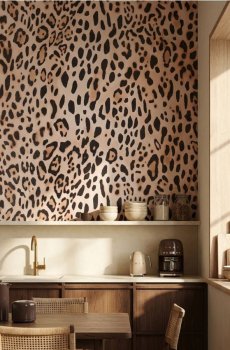 Самоклеюча шпалера з мотивом леопардового принта - коричневий
