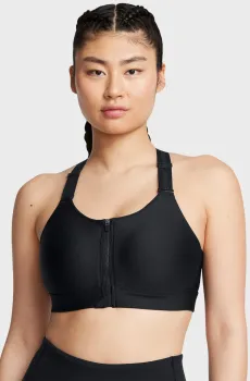 Женский черный топ UA Infinity High Zip 2.0 Bra Черный S (A-C) Under Armour 1384118-002