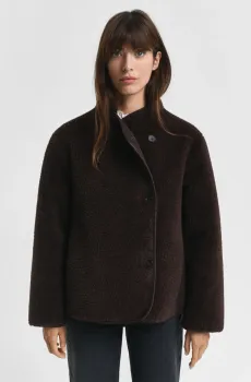 Женская темно-коричневая шуба FAUX SHEARLING JACKET Коричневый L Gant 4700394