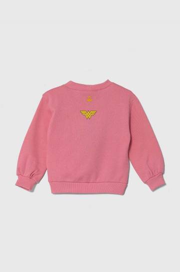Детская хлопковая кофта United Colors of Benetton x DC цвет розовый с принтом Детская хлопковая кофта United Colors of Benetton x DC цвет розовый с принтом