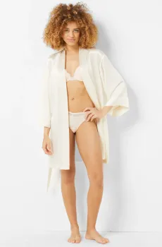 Женский жемчужный шелковый пеньюар PEARLY Жемчужный L Etam 6536656