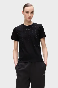 Женская черная футболка rhinestone rain Черный XS Karl Lagerfeld A4W17050