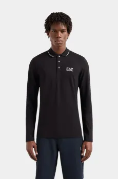 Мужское черное хлопковое поло Черный 3XL EA7 6966