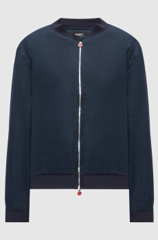 Синий бомбер из льна