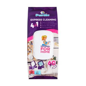 Универсальные влажные салфетки для уборки Purfix Universal For Home, 60 шт Универсальные влажные салфетки для уборки Purfix Universal For Home, 60 шт