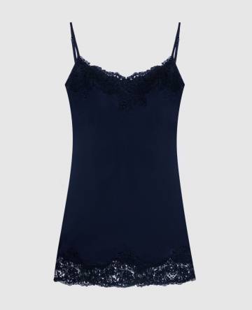 Синий топ с кружевом