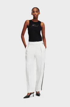 Женские белые брюки contrast panel tailored pants Белый 38 Karl Lagerfeld 245W1004