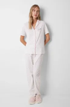 Женская белая пижама с узором (рубашка, брюки) Белый XL womensecret 3139851