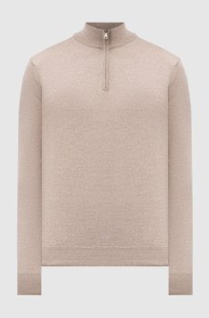 Бежевый джемпер из шерсти мериноса с молнией