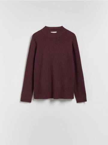 Reserved - Джемпер з трикотажу в рубчик - червоне дерево - 447GS-93X Reserved - Джемпер з трикотажу в рубчик - червоне дерево - 447GS-93X