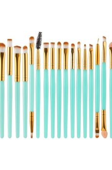 Набор кистей для макияжа Cosmo Shop ручка бирюзовая с золотом, 20 шт (CS-205)