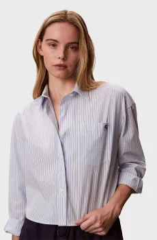 Женская голубая рубашка в полоску YARNDYE CROPPED Голубой M Calvin Klein Jeans LV047F105G