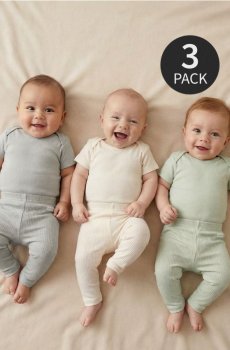 Бавовняні легінси 3 pack - кремовий