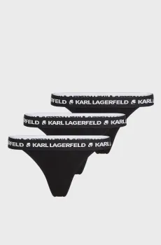 Женские черные трусики (3 шт) LOGO BRAZILIAN Черный XL Karl Lagerfeld 246W2114
