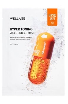 Осветляющая пузырьковая маска для лица WELLAGE Hyper Toning Vita C Bubble Mask с витамином С, 25 г