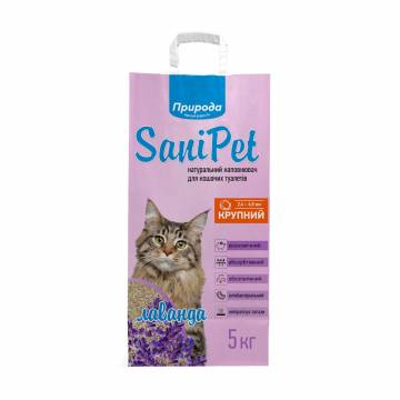 Наполнитель туалетов для кошек Природа Sani Pet бентонитовый, большие гранулы, с ароматом лаванды, 5 кг Наполнитель туалетов для кошек Природа Sani Pet бентонитовый, большие гранулы, с ароматом лаванды, 5 кг